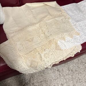 Elegant Lace Table Runners in Cream and White